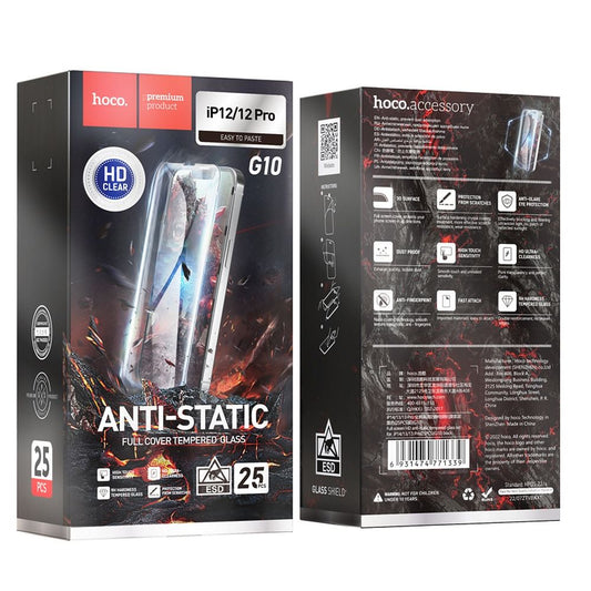 Folie de protectie Ecran HOCO pentru Apple iPhone 12 Pro Max, Sticla Securizata, Full Glue, Set 25 bucati, Neagra