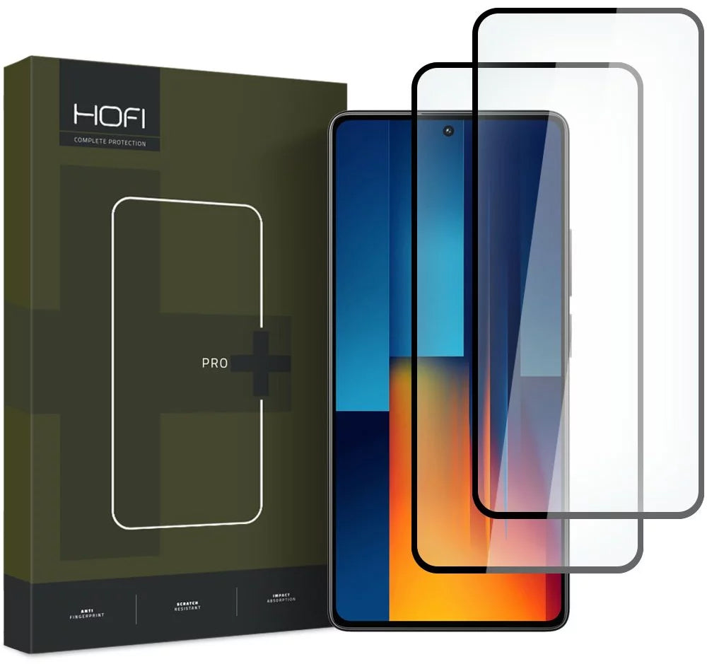 Folie de protectie Ecran HOFI Glass PRO+ pentru Xiaomi Poco M6 Pro 5G, Sticla Securizata, Full Glue, Set 2 bucati, 2.5D, Neagra