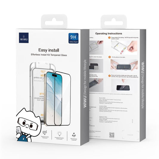 Folie de protectie Ecran WiWu Wi-SQ008 pentru Apple iPhone 16, Sticla Securizata, Full Glue, Neagra