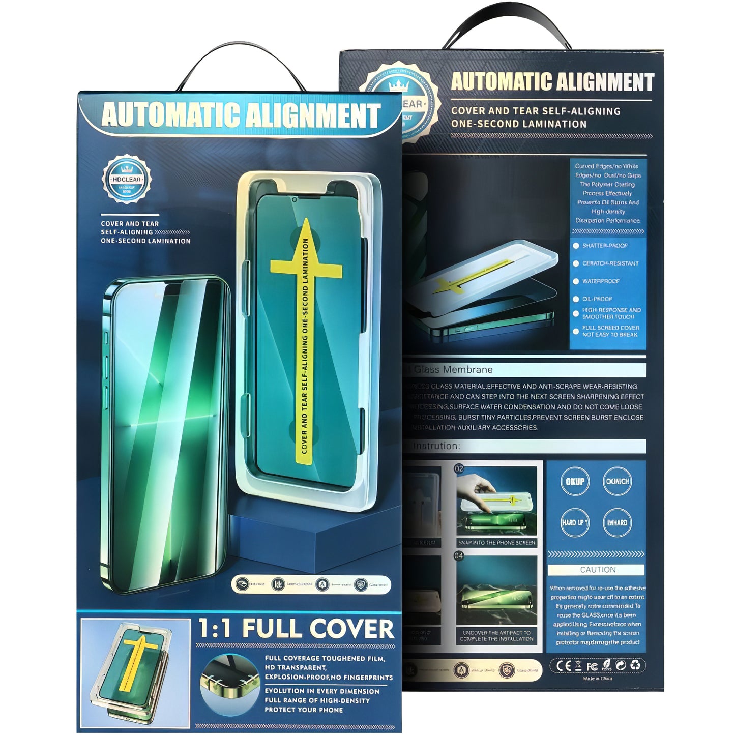 Folie de protectie Ecran OEM Automatic Alignment pentru Apple iPhone 16 Pro Max / 17 Pro Max, Sticla Securizata, Full Glue, 5D, Neagra