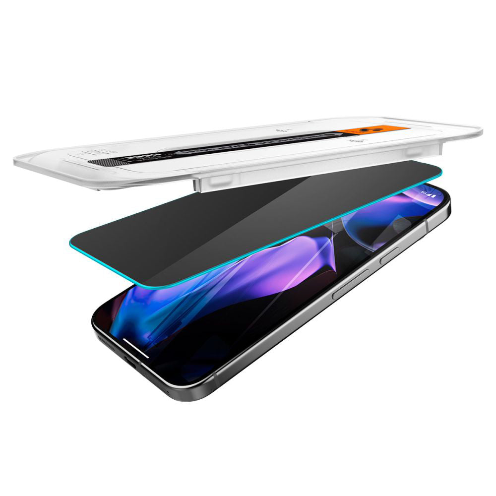 Folie de protectie Ecran Privacy Spigen GlastR EZ FIT pentru Google Pixel 9 Pro XL, Sticla Securizata, Full Glue, Set 2 bucati AGL09313
