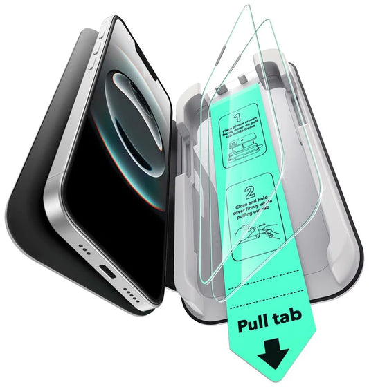 Folie de protectie Ecran ESR Ultrafit pentru Apple iPhone 17e / 16e / 14 / 13 Pro, Sticla Securizata, Full Glue, Set 2 bucati