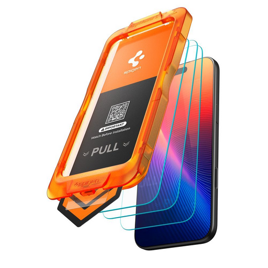 Folie de protectie Ecran Spigen GlastR Align Master Slim pentru Apple iPhone 17, Sticla Securizata, Full Glue, Set 3 bucati AGL10484
