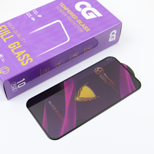 Folie de protectie Ecran OG Premium pentru Apple iPhone 14 Pro Max, Sticla Securizata, Full Glue, Set 10 bucati, Neagra