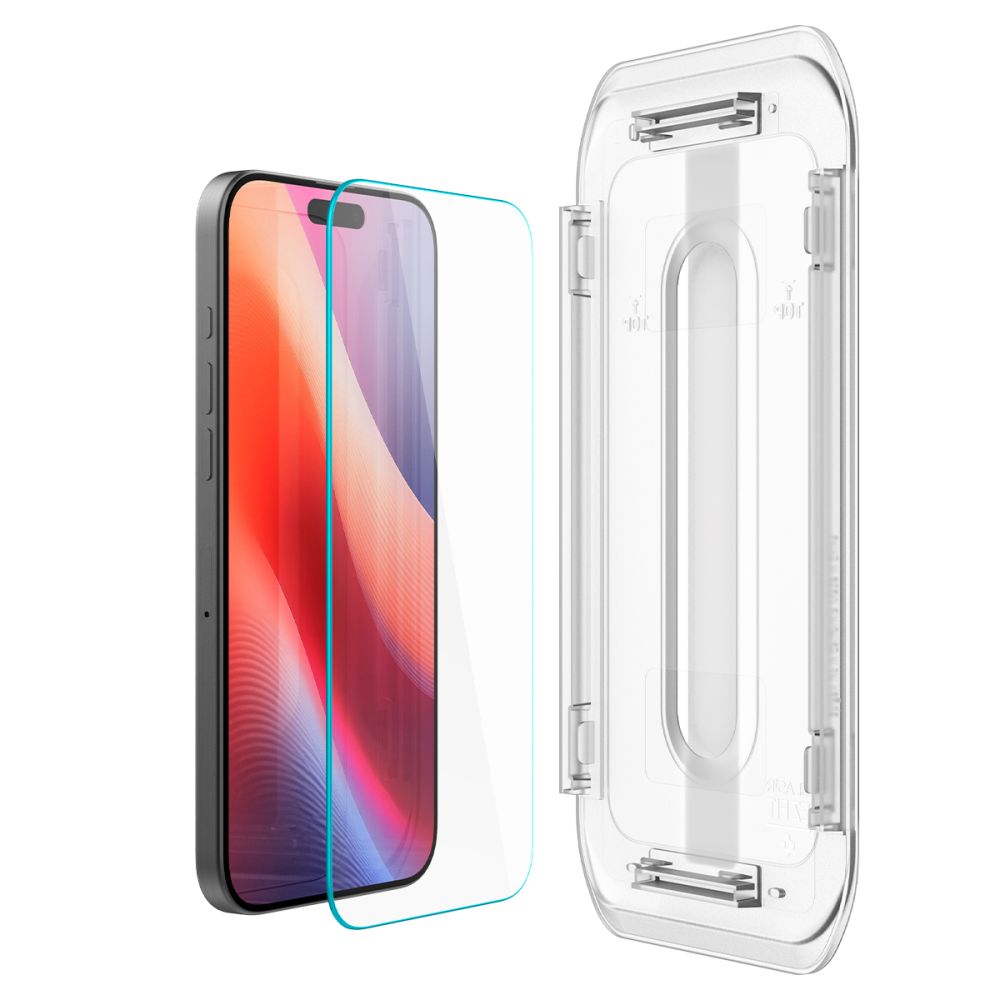 Folie de protectie Ecran Spigen GlastR EZ FIT pentru Apple iPhone 16 Pro, Sticla Securizata, Full Glue AGL07935