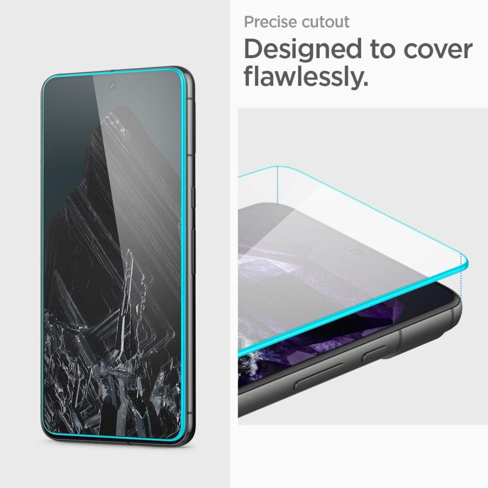 Folie de protectie Ecran Spigen GlastR Align Master pentru Google Pixel 8 Pro, Sticla Securizata, Full Glue, Set 2 bucati