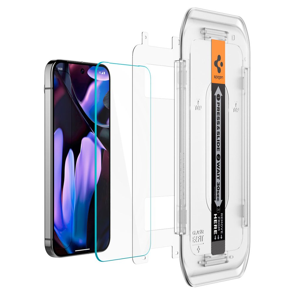 Folie de protectie Ecran Spigen GlastR EZ FIT pentru Google Pixel 9 / 9 Pro, Sticla Securizata, Full Glue, Set 2 bucati, 2.5D AGL08442