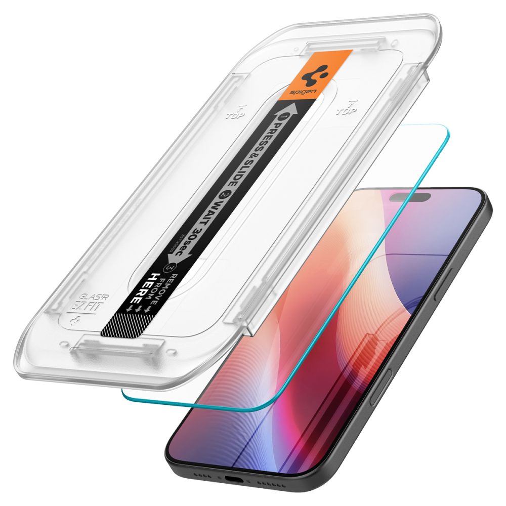 Folie de protectie Ecran Spigen GlastR EZ FIT pentru Apple iPhone 16 Pro, Sticla Securizata, Full Glue AGL07935