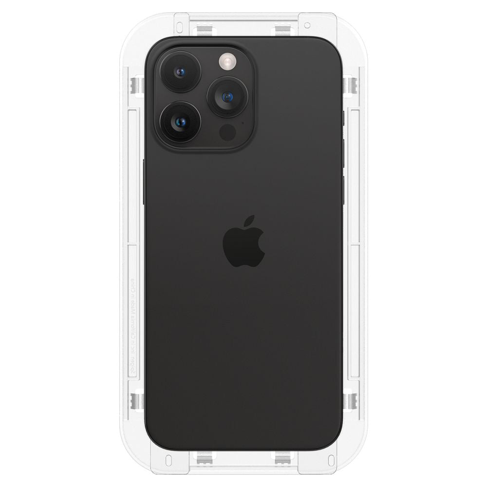 Folie de protectie Ecran Spigen GlastR EZ FIT pentru Apple iPhone 15 Pro, Sticla Securizata, Full Glue, Set 2 bucati AGL06892