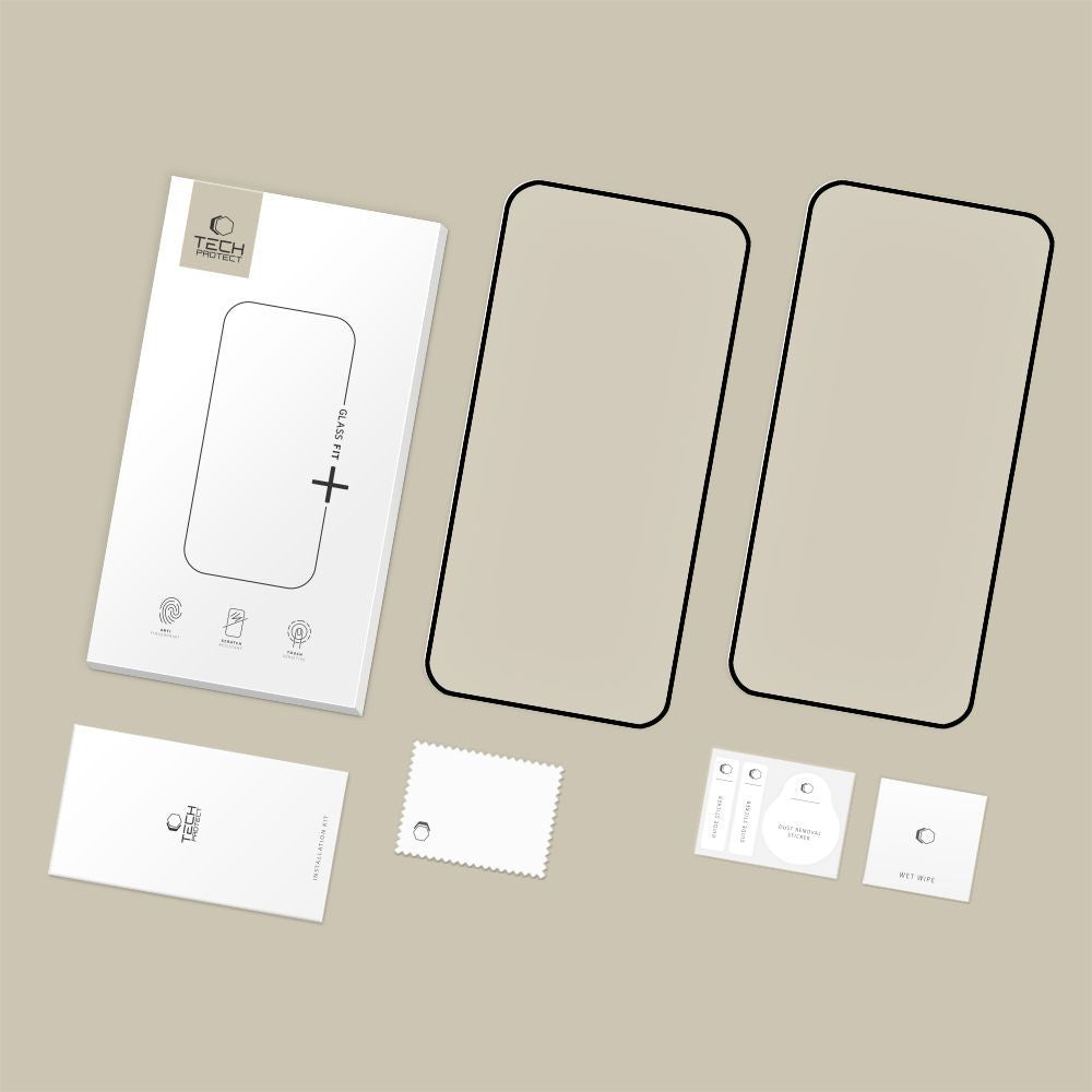 Folie de protectie Ecran Tech-Protect FIT+ pentru Xiaomi Redmi Note 15 Pro 5G, Sticla Securizata, Full Glue, Set 2 bucati, 2.5D, Neagra