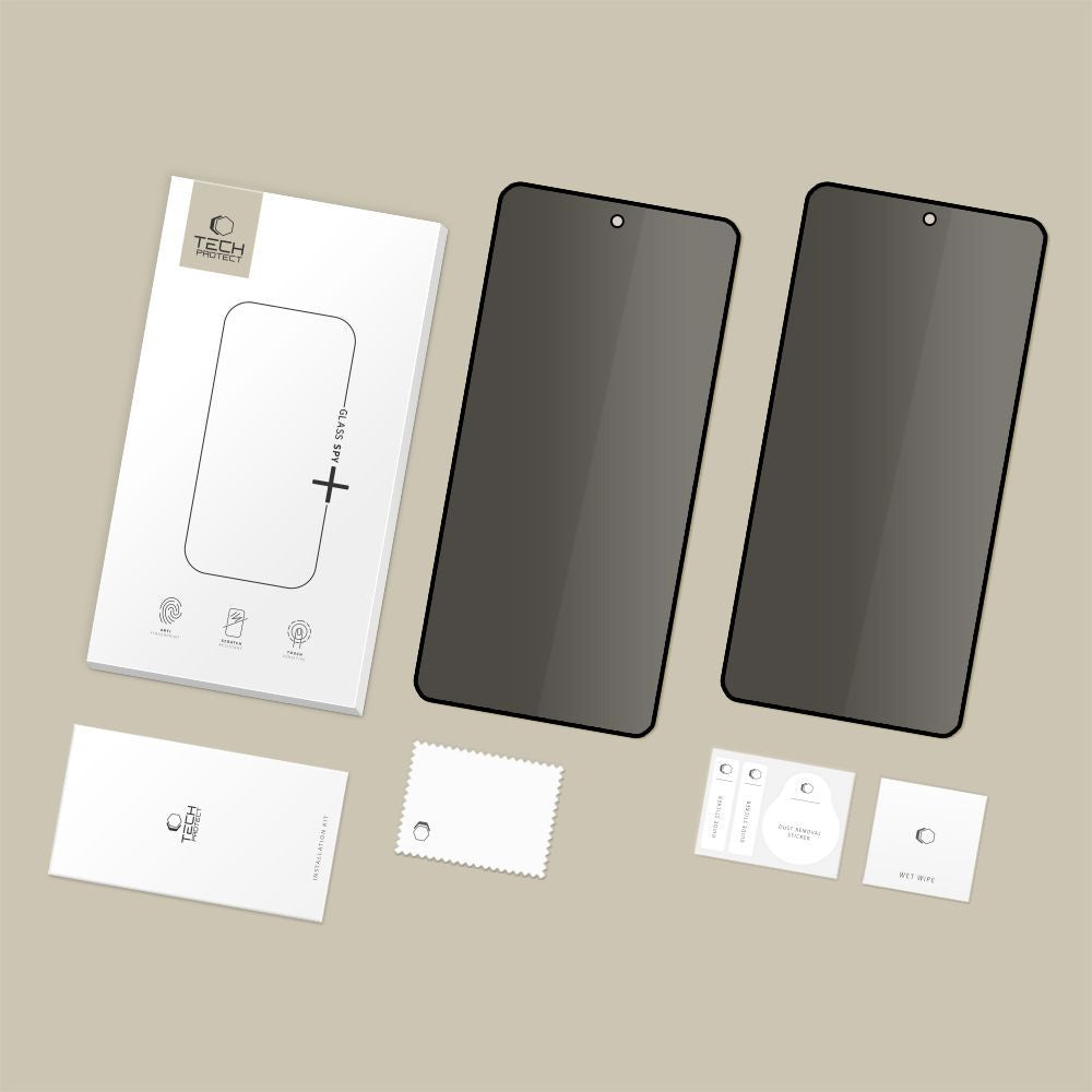Folie de protectie Ecran Privacy Tech-Protect Spy+ pentru Samsung Galaxy S26 Ultra S948, Sticla Securizata, Full Glue, Set 2 bucati
