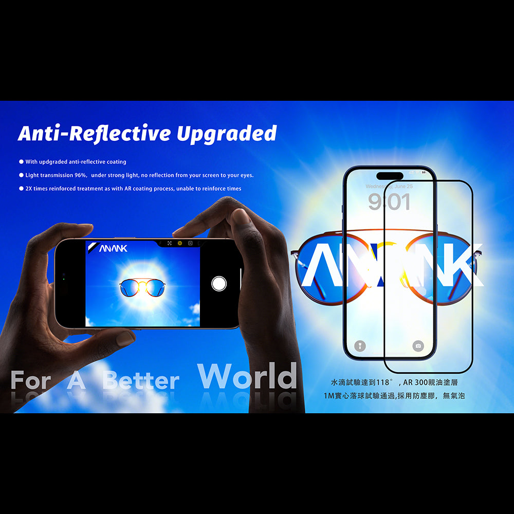 Folie de protectie Ecran Anank Anti Reflection pentru Apple iPhone 17 Pro, Sticla Securizata, Full Glue, 2.5D, Neagra