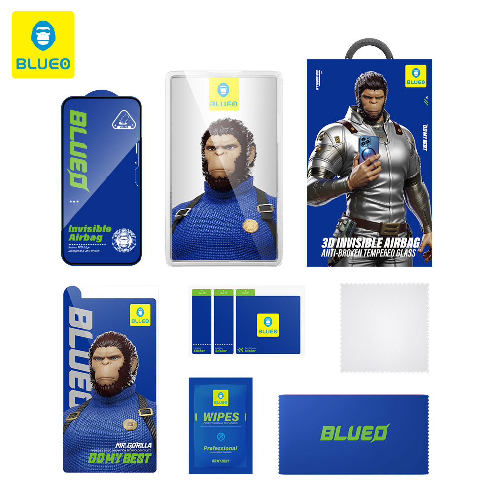 Folie de protectie Ecran Blueo Anti-Broken pentru Apple iPhone 15 Pro Max, Sticla Securizata, Full Glue, Neagra
