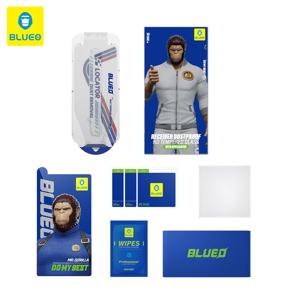 Folie de protectie Ecran Blueo Anti-Dust HD Applicator Pro pentru Apple iPhone 15 Pro, Sticla Securizata, Full Glue, Neagra