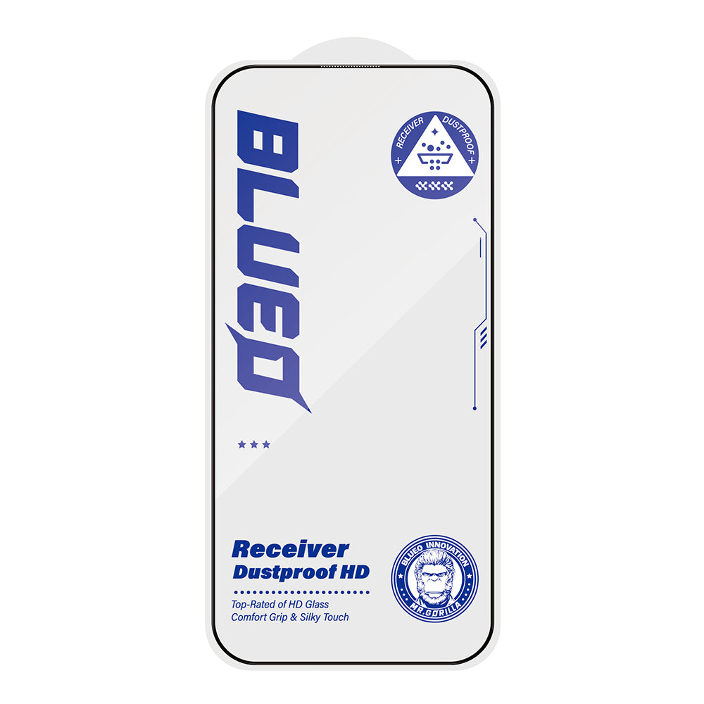 Folie de protectie Ecran Blueo Anti-Dust HD pentru Apple iPhone 15 Pro Max, Sticla Securizata, Full Glue, Neagra