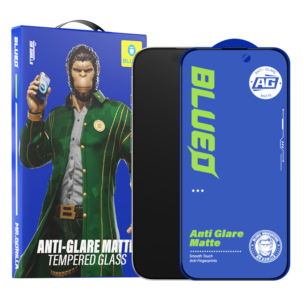 Folie de protectie Ecran Blueo Anti-Glare pentru Apple iPhone 15 Pro, Sticla Securizata, Full Glue, Neagra