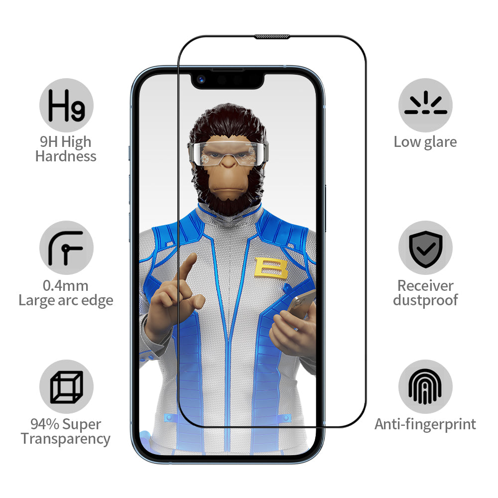 Folie de protectie Ecran Blueo Anti-Reflective HD Applicator Pro pentru Apple iPhone 14 Pro Max, Sticla Securizata, Full Glue, Neagra