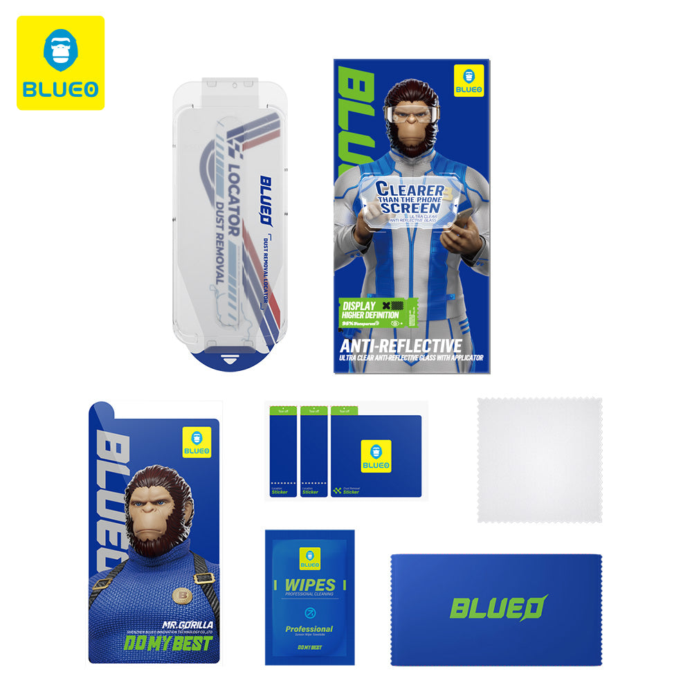 Folie de protectie Ecran Blueo Anti-Reflective HD Applicator Pro pentru Apple iPhone 16 Pro, Sticla Securizata, Full Glue, Neagra