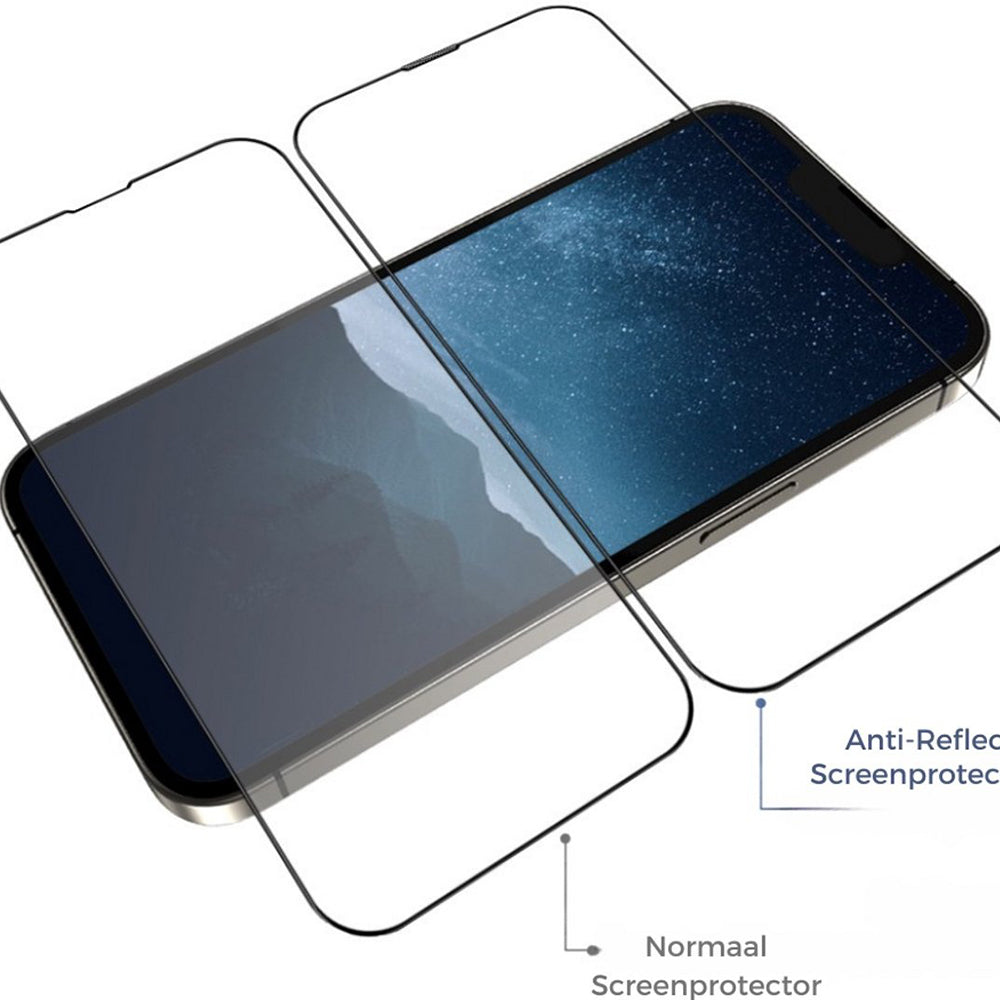 Folie de protectie Ecran Blueo Anti-Reflective HD pentru Apple iPhone 15 Pro, Sticla Securizata, Full Glue, Neagra