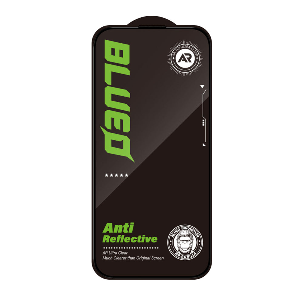 Folie de protectie Ecran Blueo Anti-Reflective HD pentru Apple iPhone 16 / 15, Sticla Securizata, Full Glue, Neagra