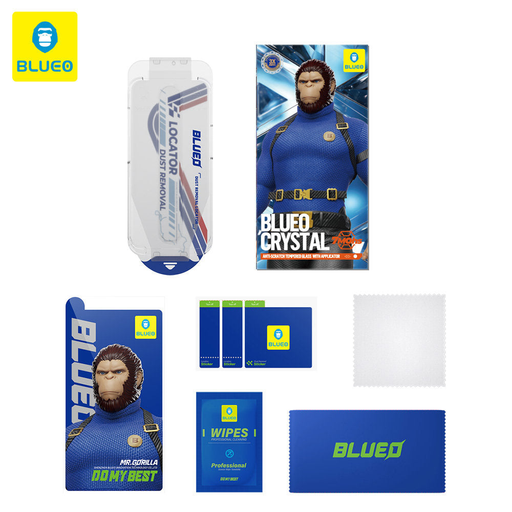 Folie de protectie Ecran Blueo Crystal Anti-Scratch Applicator pentru Apple iPhone 17 Air, Sticla Securizata, Full Glue, Neagra