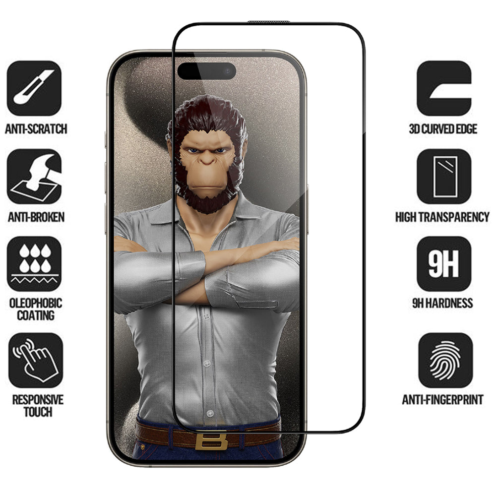 Folie de protectie Ecran Blueo HD Applicator Pro pentru Apple iPhone 16 Pro, Sticla Securizata, Full Glue, 3D, Neagra