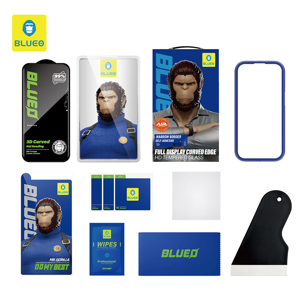 Folie de protectie Ecran Blueo HD pentru Apple iPhone 16 Pro, Sticla Securizata, Full Glue, 3D, Neagra