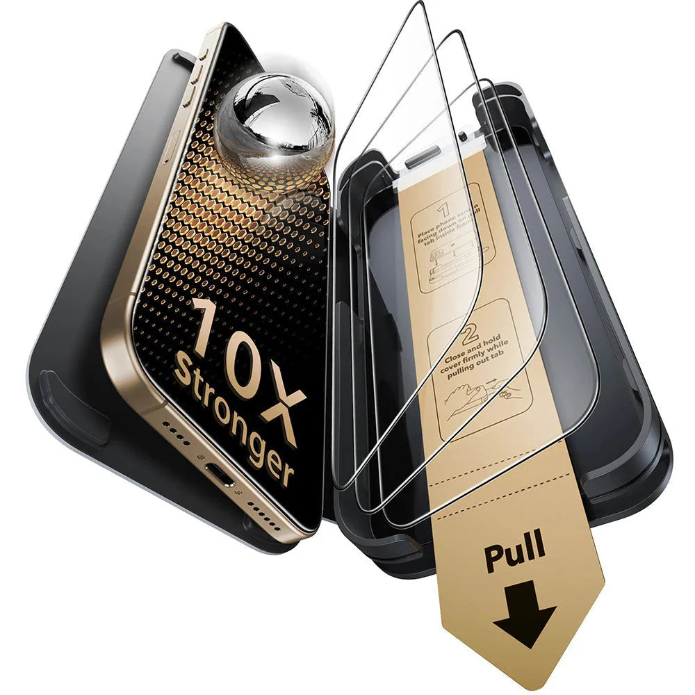 Folie de protectie Ecran ESR Corning UltraFit pentru Apple iPhone 17 Pro, Sticla Securizata, Full Glue, Set 3 bucati, Neagra