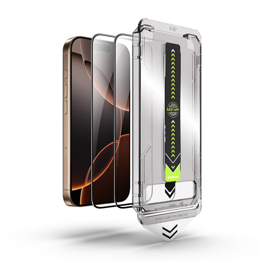 Folie de protectie Ecran Techsuit TitanGlass pentru Apple iPhone 17 Pro Max, Sticla Securizata, Full Glue, Set 2 bucati, Neagra