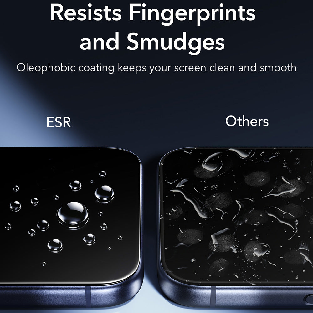 Folie de protectie Ecran ESR Armorite UltraFit pentru Apple iPhone 18 Pro / 17 Pro, Sticla Securizata, Full Glue, Set 2 bucati, Neagra