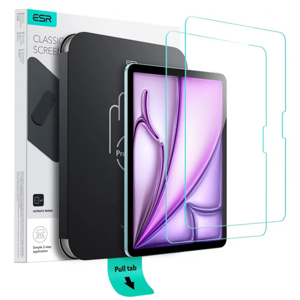 Folie de protectie Ecran ESR UltraFit pentru Apple iPad Air 11 (2026) / Air 11 (2025), Sticla Securizata, Full Glue, Set 2 bucati