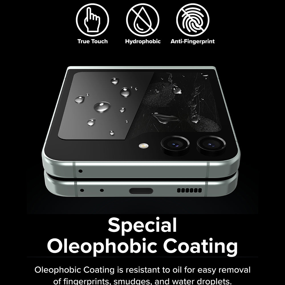 Folie de protectie Ecran Exterior Ringke pentru Samsung Galaxy Z Flip5 F731, Sticla Securizata, Full Glue, Set 2 bucati