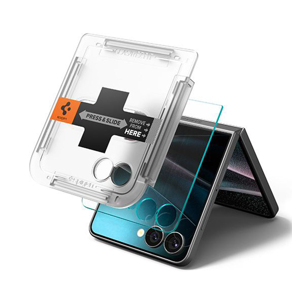 Folie de protectie Ecran Exterior Spigen GlastR EZ FIT pentru Samsung Galaxy Z Flip7 F766, Sticla Securizata, Full Glue