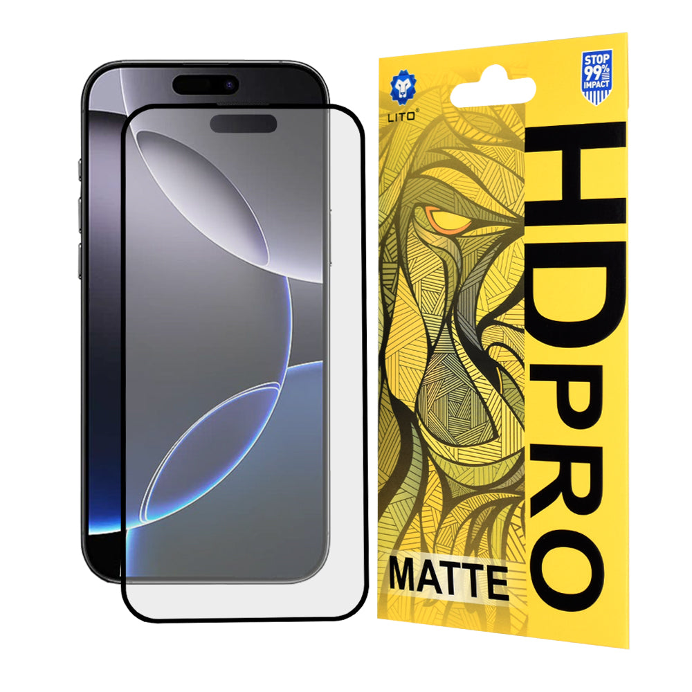 Folie de protectie Ecran Matte Lito HD Pro pentru Apple iPhone 16 Pro Max, Sticla Securizata, Full Glue, Neagra