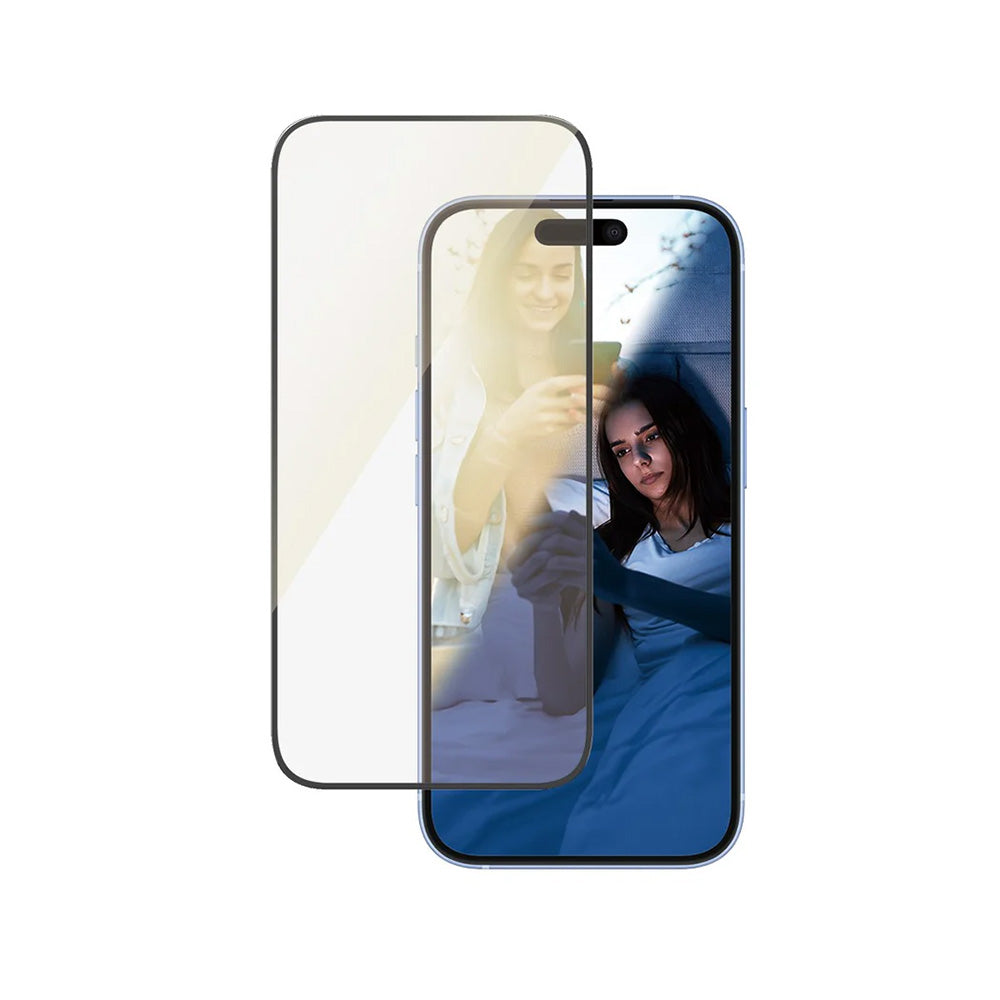 Folie de protectie Ecran PanzerGlass Ultra-Wide Fit EyeCare pentru Apple iPhone 16 / 15, Sticla Securizata, Full Glue, Neagra