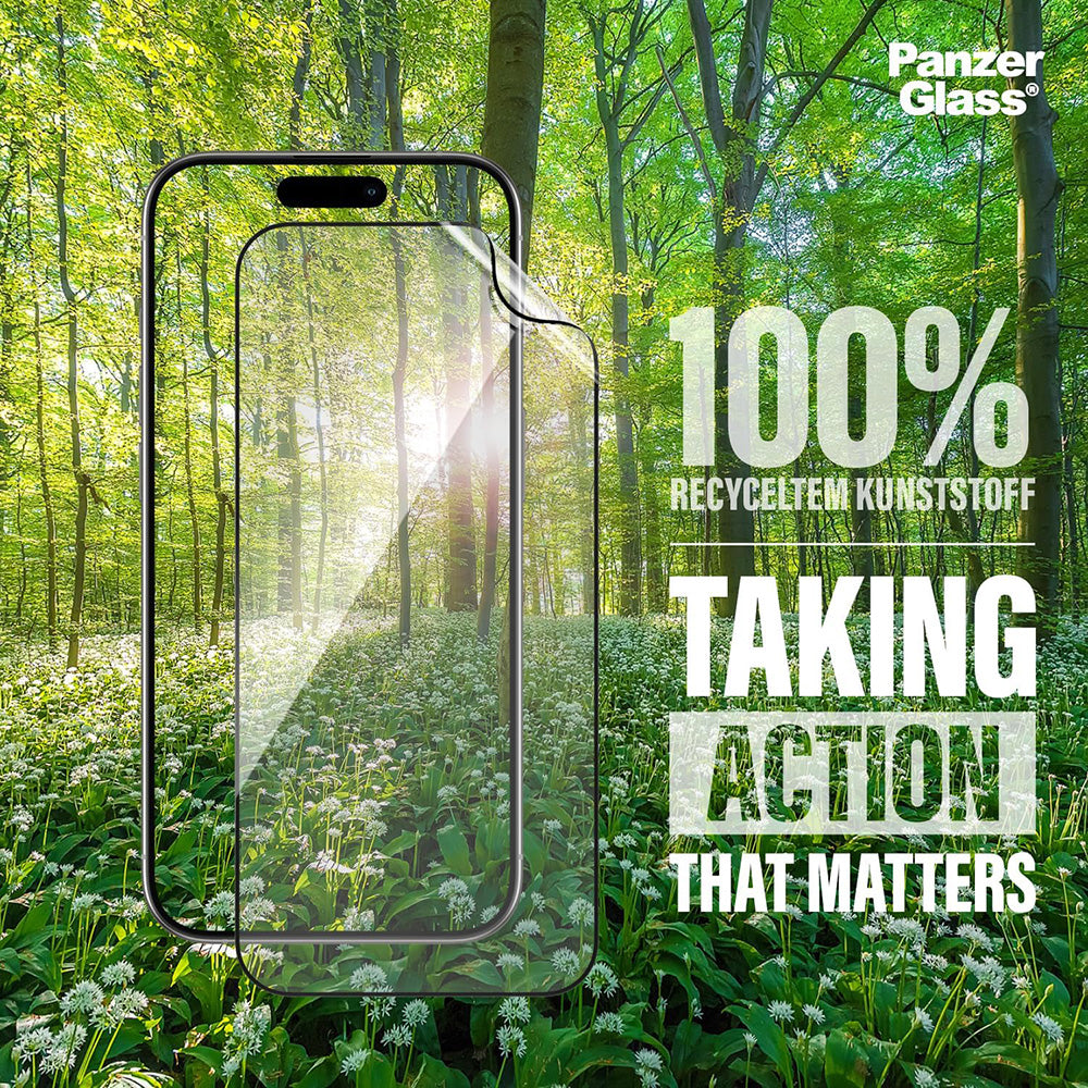 Folie de protectie Ecran PanzerGlass Ultra-Wide Fit EyeCare pentru Apple iPhone 16 Pro, Sticla Securizata, Full Glue, Neagra