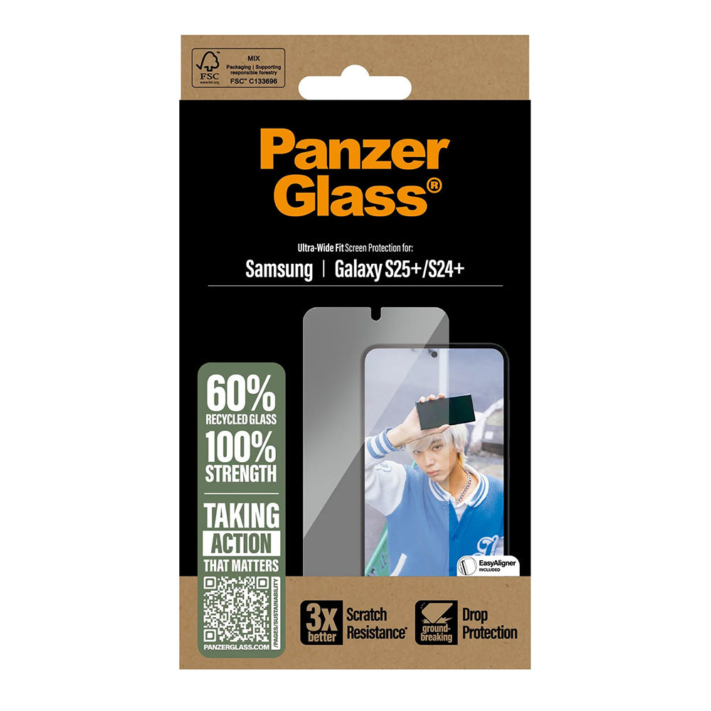 Folie de protectie Ecran PanzerGlass Ultra-Wide Fit pentru Samsung Galaxy S25+ S936 / S24+ S926, Sticla Securizata, Full Glue