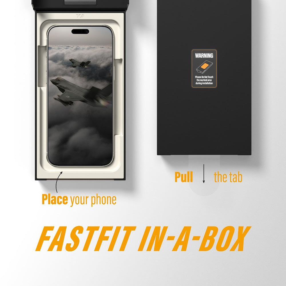 Folie de protectie Ecran PanzerGlass Ultra-Wide Fit Stealth Fastfit pentru Apple iPhone 17 / 16 Pro, Sticla Securizata, Full Glue, Neagra