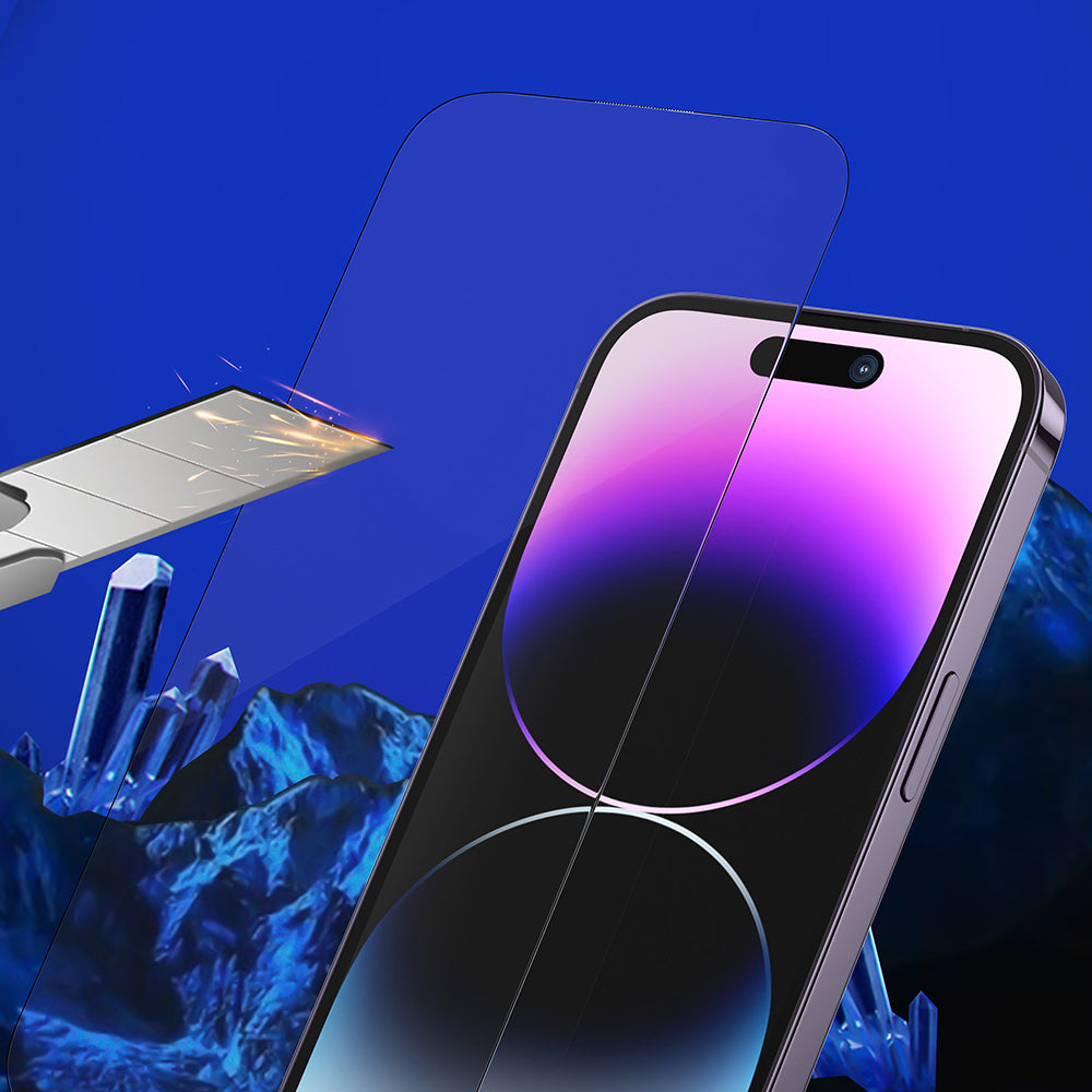Folie de protectie Ecran Privacy Blueo Sapphire Applicator Pro pentru Apple iPhone 17 Pro / 17 / 16 Pro, Sticla Securizata, Full Glue