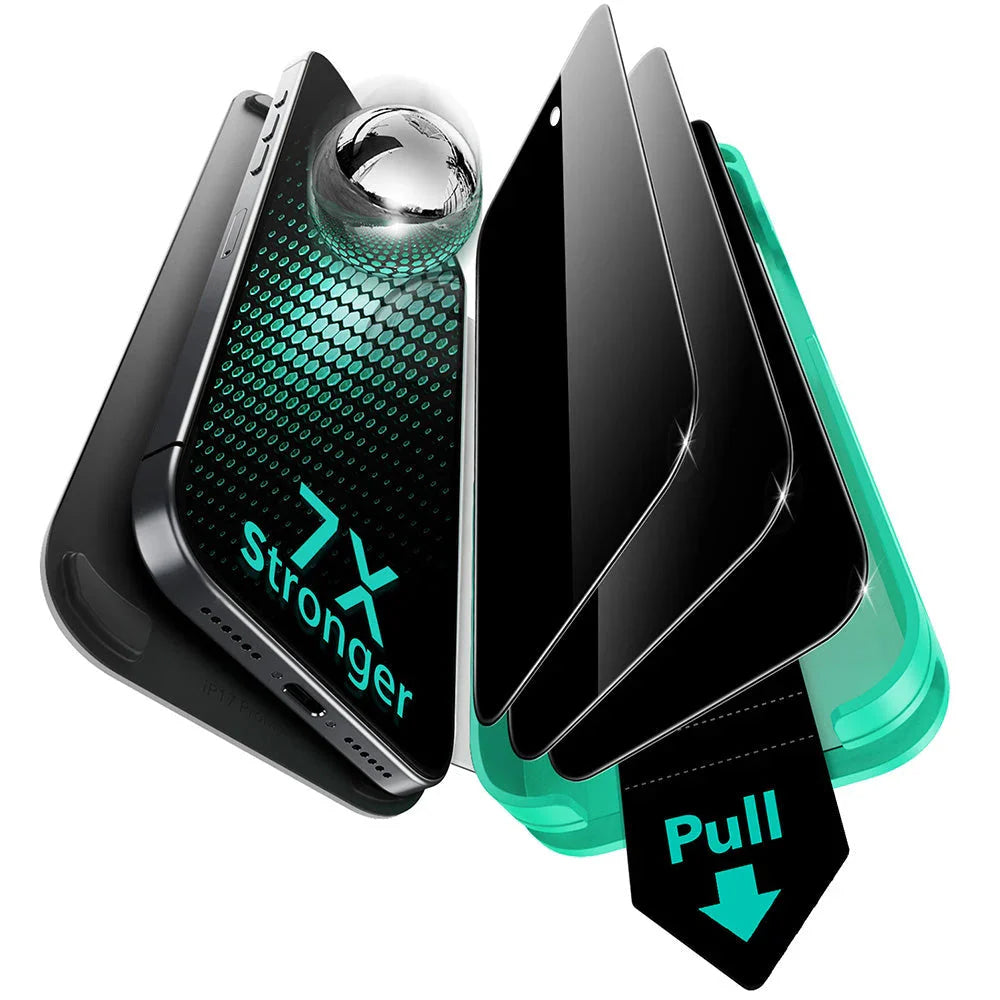 Folie de protectie Ecran Privacy ESR Armorite UltraFit pentru Apple iPhone 17 Pro, Sticla Securizata, Full Glue, Set 3 bucati