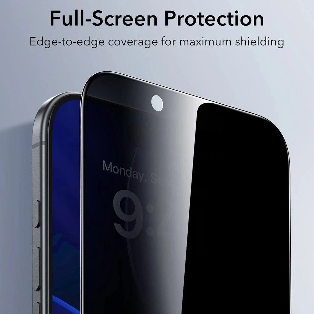 Folie de protectie Ecran Privacy ESR UltraFit pentru Apple iPhone 17 Air, Sticla Securizata, Full Glue, Set 3 bucati