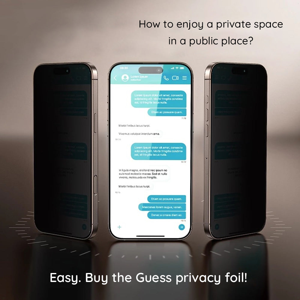 Folie de protectie Ecran Privacy Guess pentru Apple iPhone 16 Pro Max, Sticla Securizata, Full Glue, 2.5D