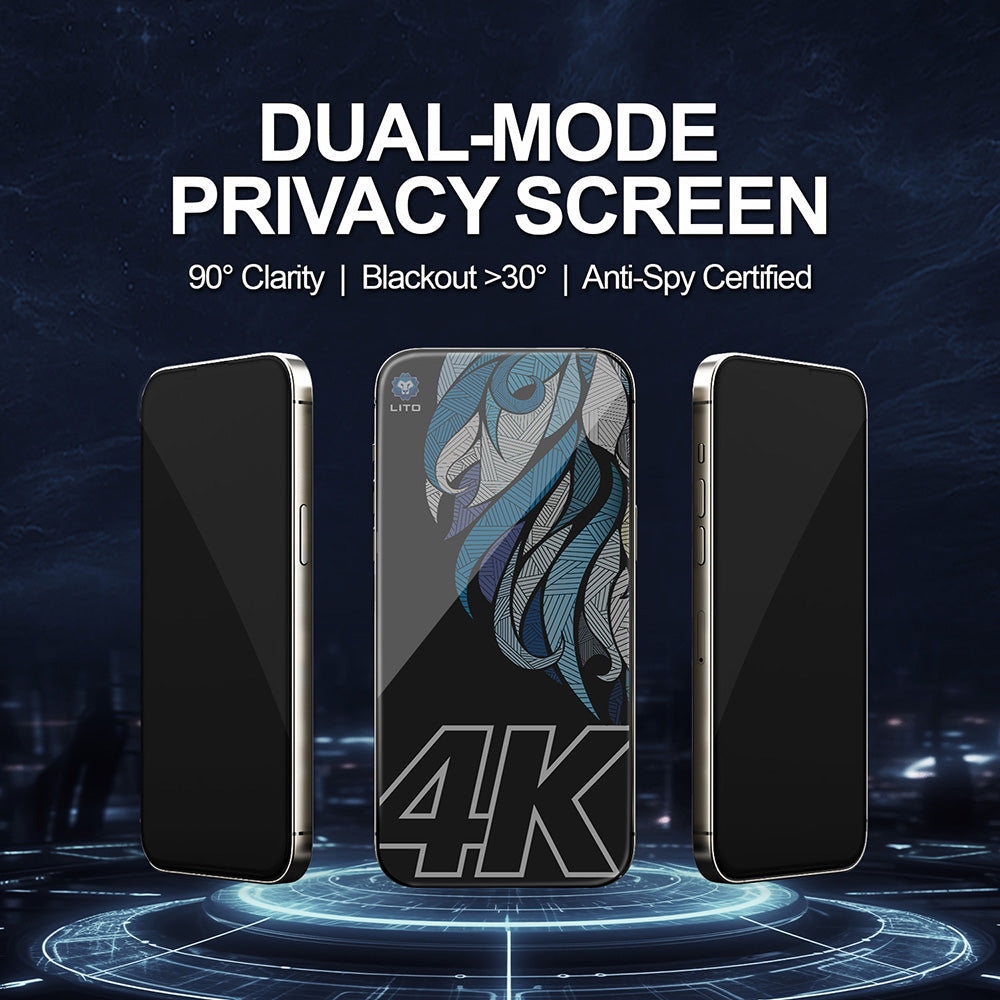Folie de protectie Ecran Privacy Lito D+ Max 4K pentru Apple iPhone 17 / 16 Pro, Sticla Securizata, Full Glue