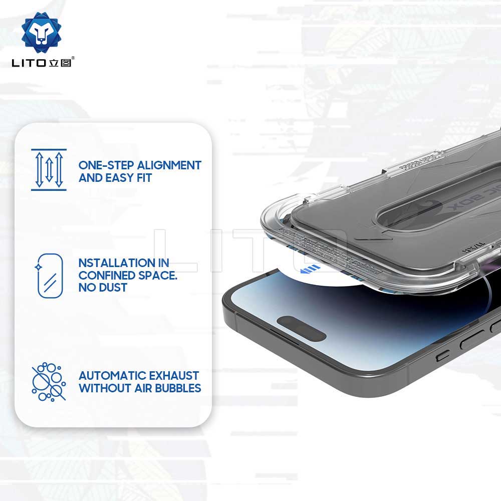Folie de protectie Ecran Privacy Lito Magic Glass Box D+ Tools pentru Apple iPhone 15, Sticla Securizata, Full Glue