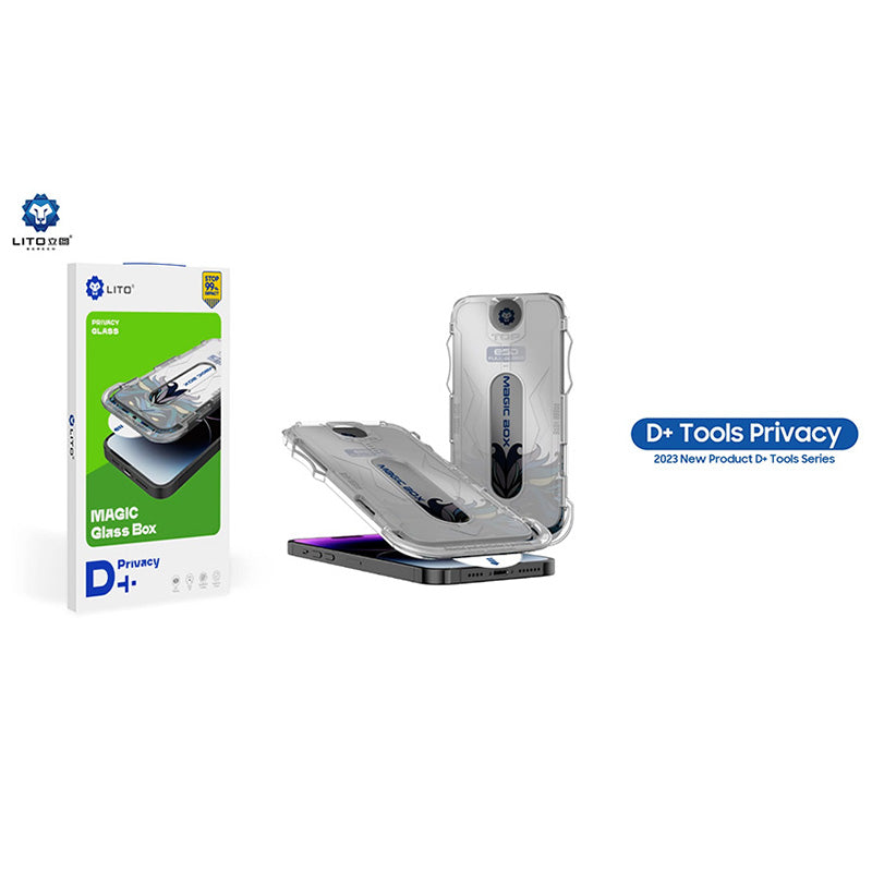 Folie de protectie Ecran Privacy Lito Magic Glass Box D+ Tools pentru Apple iPhone 16 Pro, Sticla Securizata, Full Glue