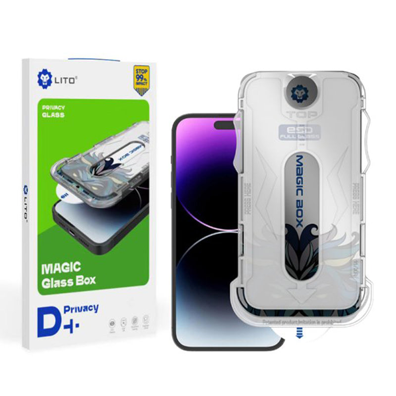 Folie de protectie Ecran Privacy Lito Magic Glass Box D+ Tools pentru Apple iPhone 16, Sticla Securizata, Full Glue