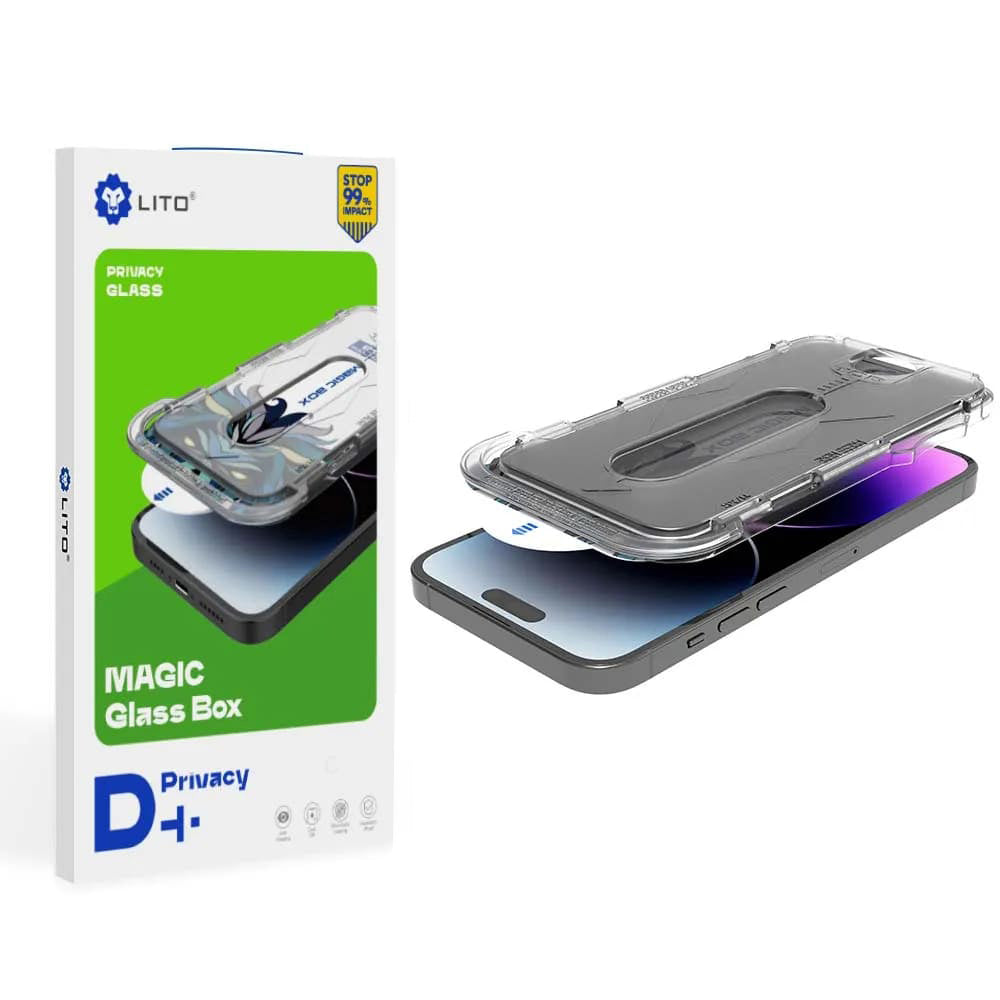 Folie de protectie Ecran Privacy Lito Magic Glass Box D+ Tools pentru Apple iPhone 16, Sticla Securizata, Full Glue