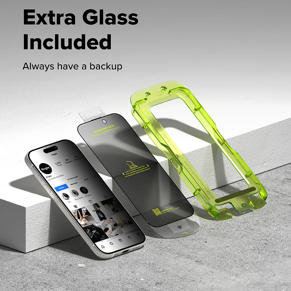 Folie de protectie Ecran Privacy Ringke Easy Slide pentru Apple iPhone 18 Pro Max / 17 Pro Max, Sticla Securizata, Full Glue, Set 2 bucati