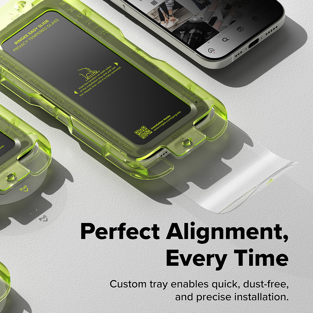 Folie de protectie Ecran Privacy Ringke Easy Slide pentru Apple iPhone 18 Pro Max / 17 Pro Max, Sticla Securizata, Full Glue, Set 2 bucati