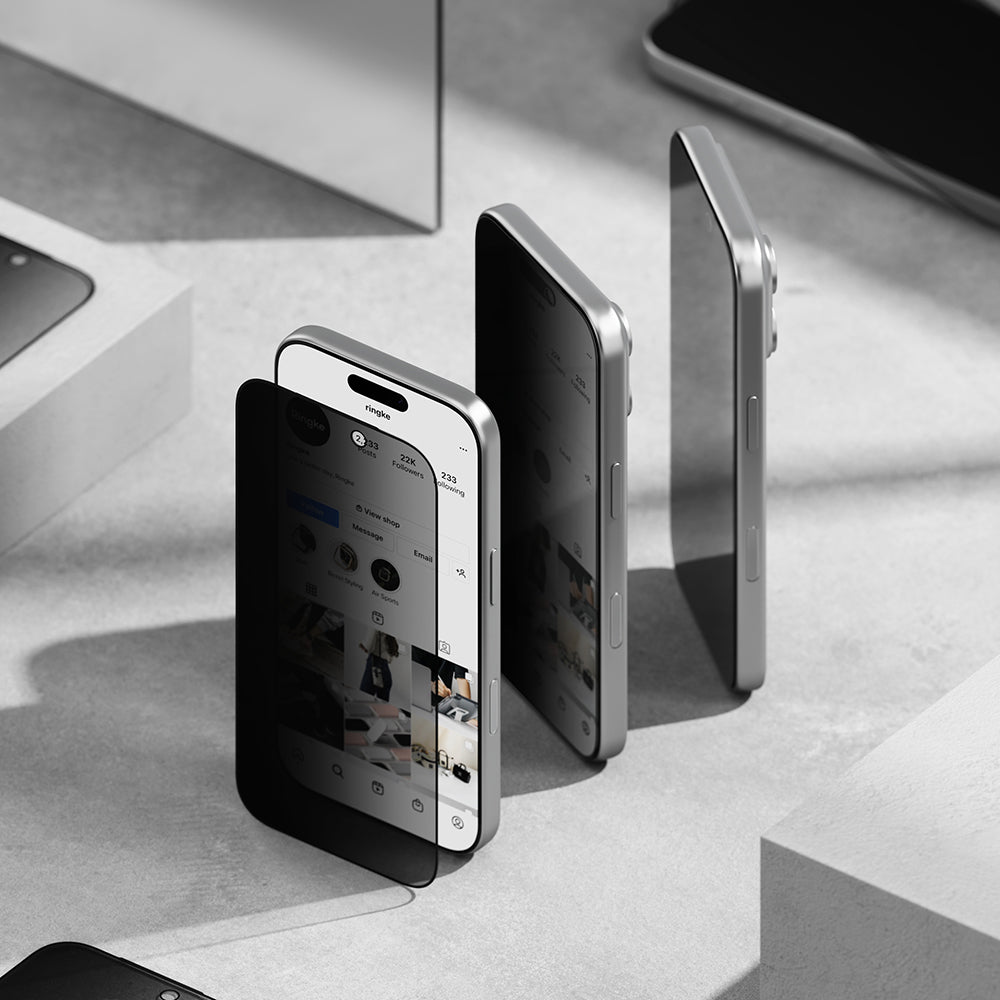 Folie de protectie Ecran Privacy Ringke Easy Slide pentru Apple iPhone 18 Pro, Sticla Securizata, Full Glue, Set 2 bucati
